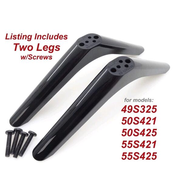 TCL 49S325 50S421 50S425 55S421 55S425 TV Stand Legs With Screws (68-50D29B) - Picture 1 of 6